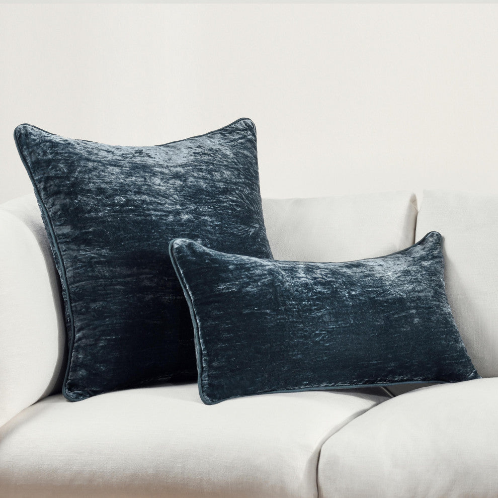 Lexington Viscose Silk Blend Throw Pillow by Kosas Home, Denim Blue, 14x26