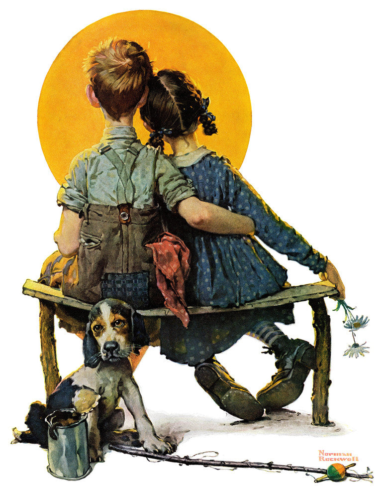 "Sunset" Painting Print on Canvas by Norman Rockwell