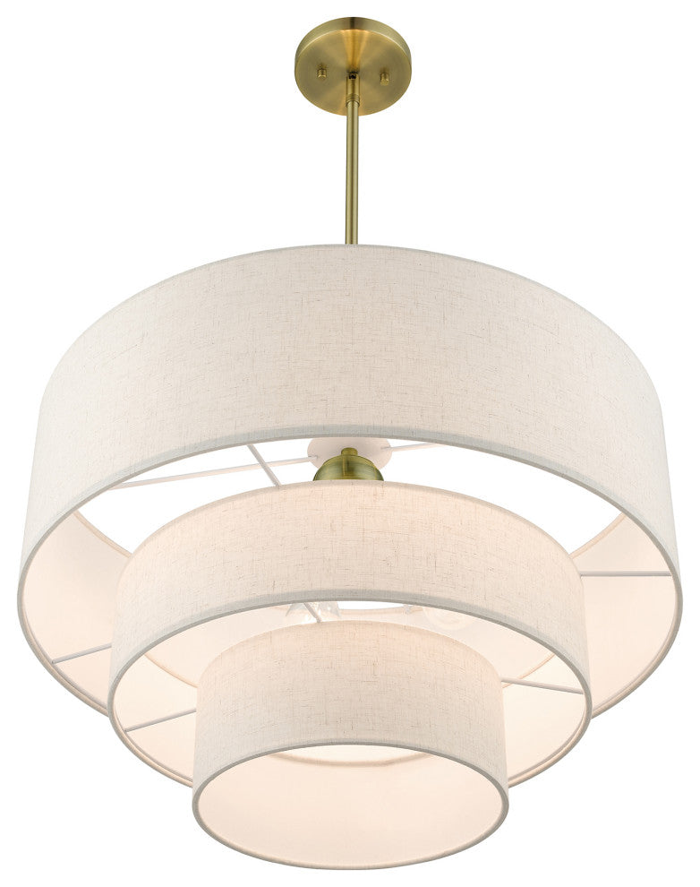 Livex Lighting Gladstone 4-Light Antique Brass Pendant Chandelier