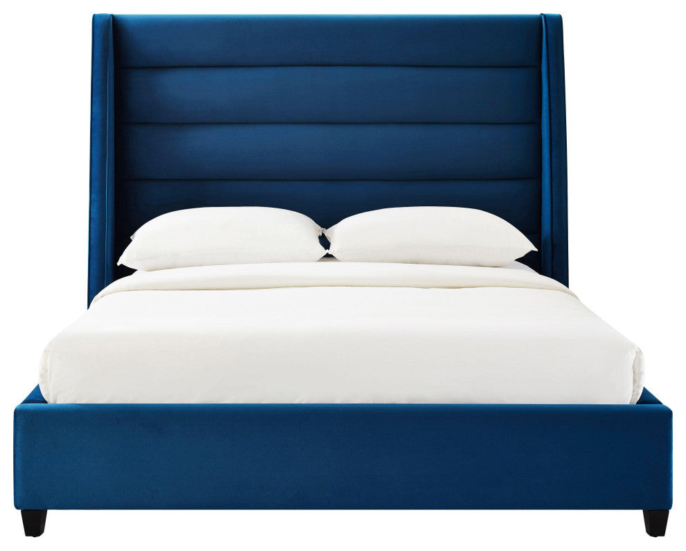 TOV Furniture Koah Navy Velvet Bed in King