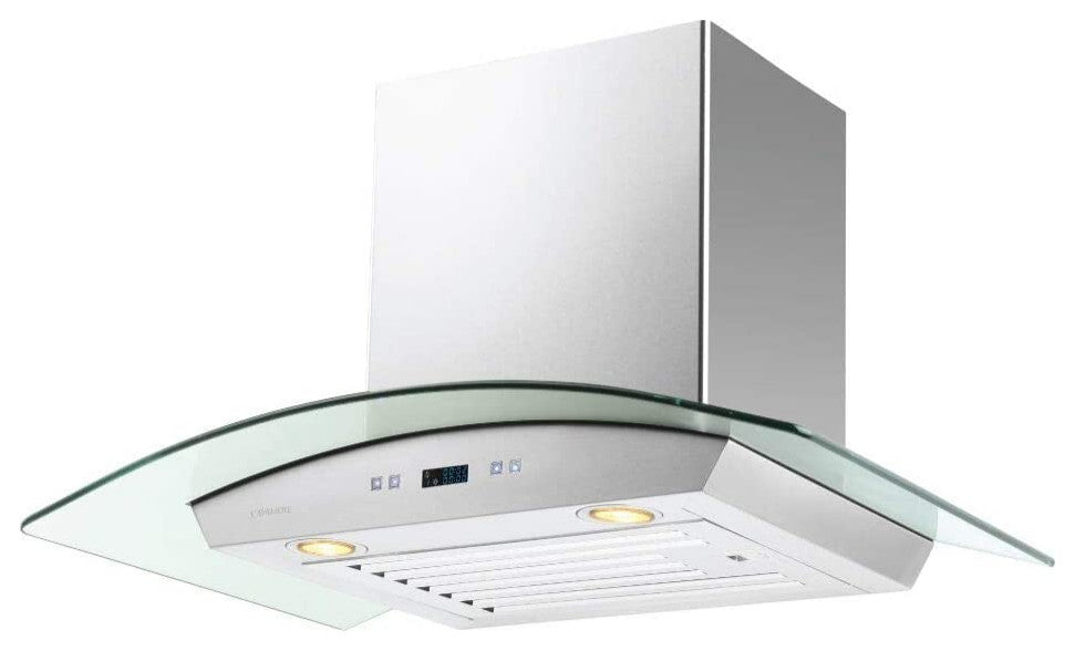 CAVALIERE 30" Glass Canopy Range Hood 900 CFM Brushed Stainless Steel LED