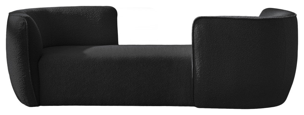 Hilton Boucle Fabric Upholstered Chaise Lounge, Black