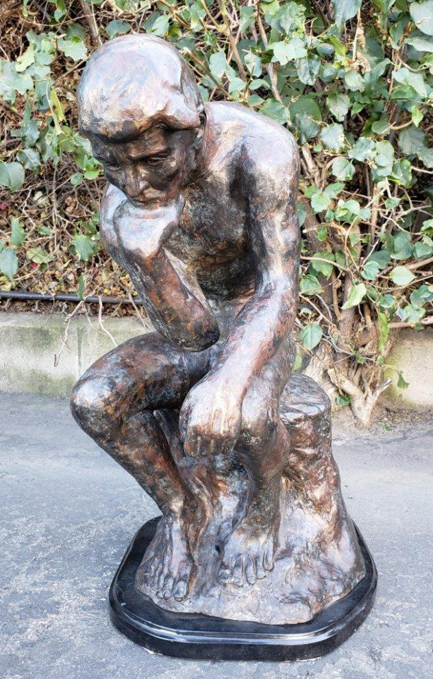 The Thinker Bronze Statue Rodin Replica -  Size: 16"L x 12"W x 24"H.