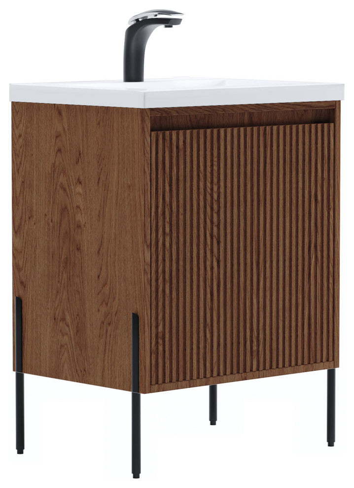 Flutie 24" Bathroom Vanity Set, Walnut