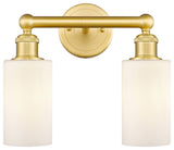Clymer 2-Light 13" Bath Vanity Light, Satin Gold, Matte White Shade