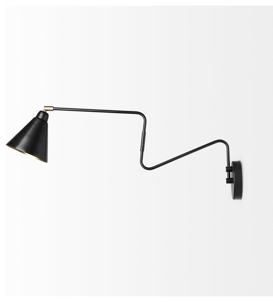 Cobalt 6Lx32W Black Metal Cone Shaped Swivel Wall Sconce