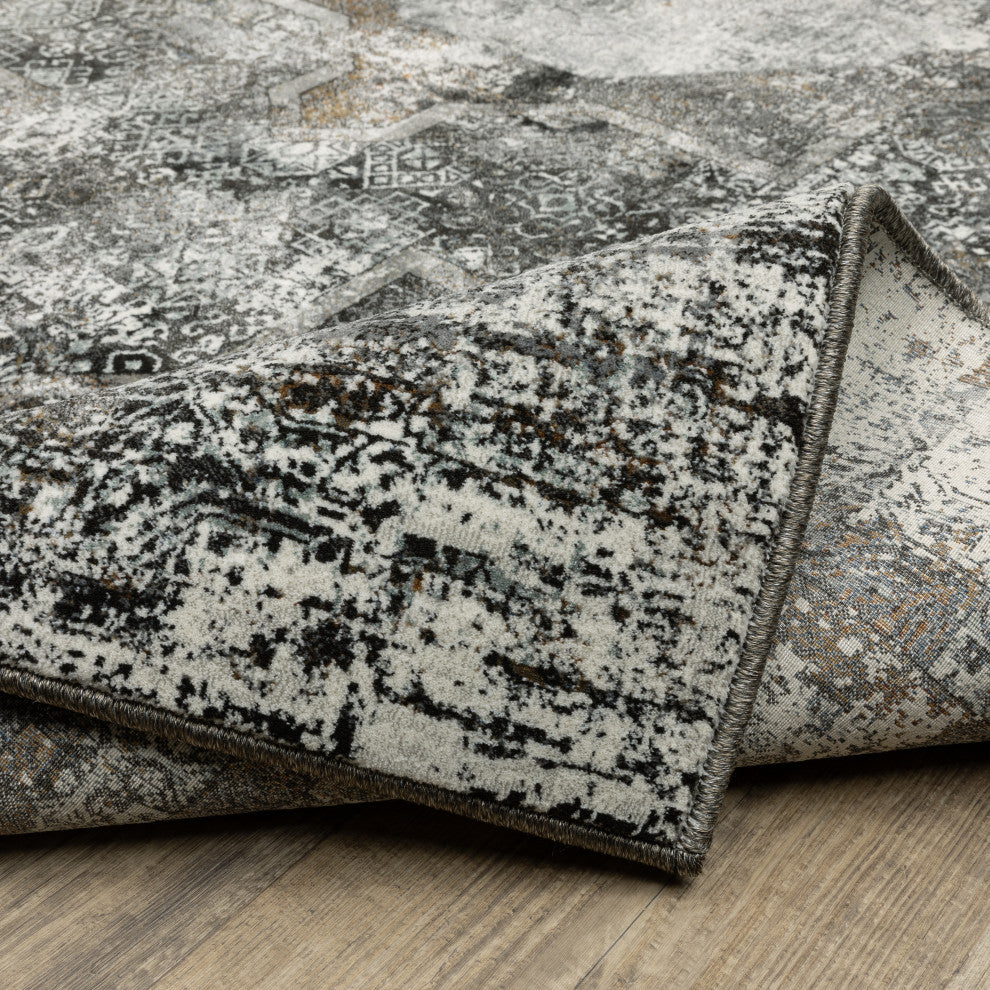 Galion Oriental Distressing Charcoal/Grey Indoor Area Rug, 2'3"x7'6"