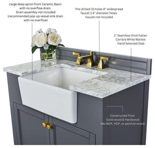Adeline Vanity Set, Sapphire Gray, 36", Single Sink