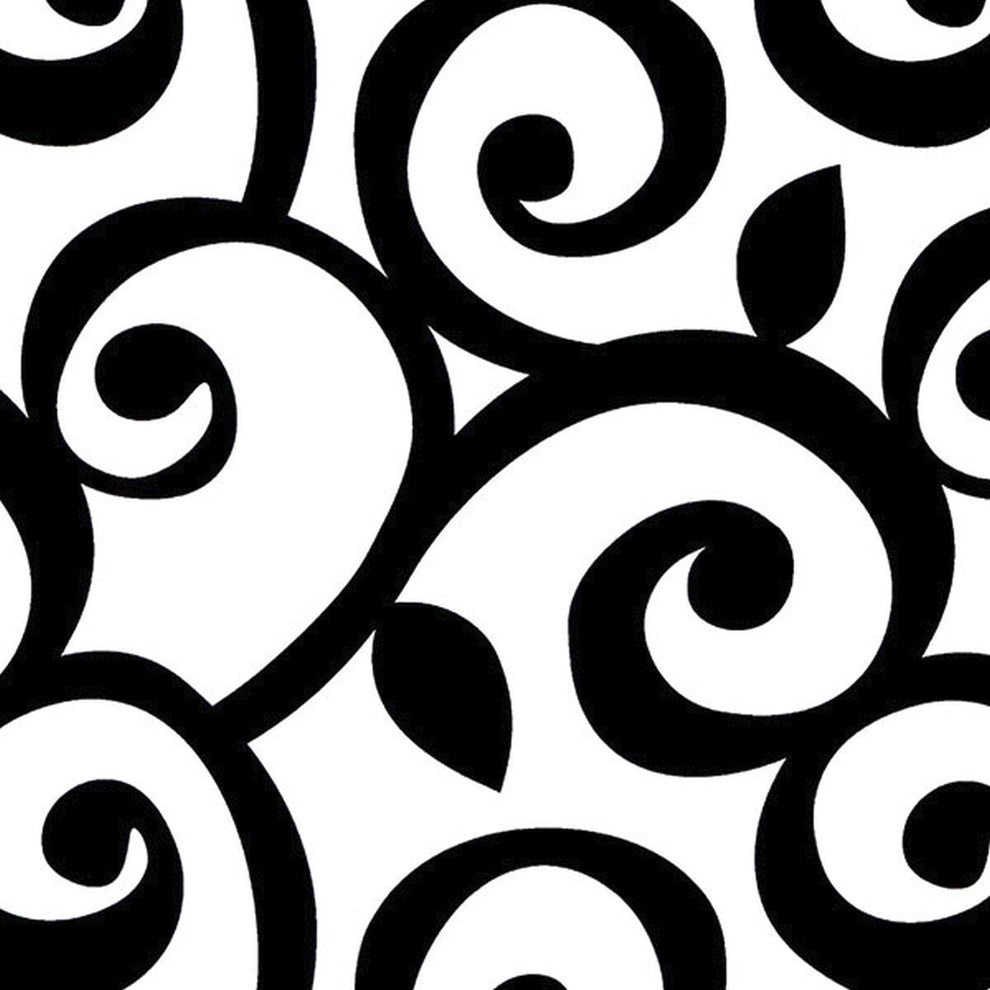 Shades, Damask Geometric Graphic White, Black Wallpaper Roll