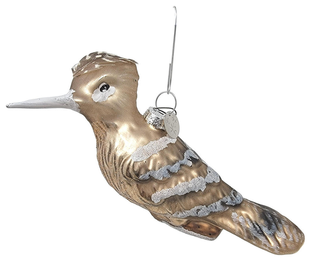 Elegant Art Glass Kingfisher Bird Ornament Bronze Gold 6 in Vintage Style