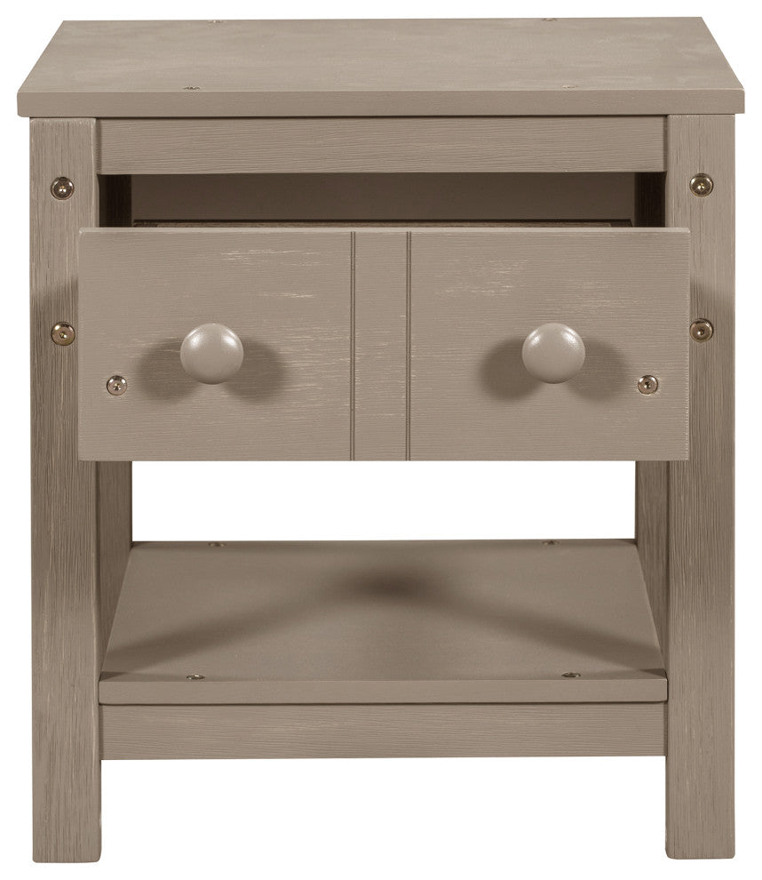 1-Drawer Wood Nightstand with Open Shelf (Set of 2) , Light Brown, 19'' X 16''