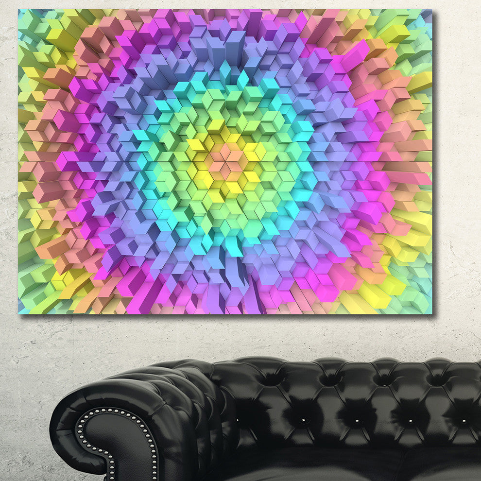 View of Colorful Geometric Shapes, Abstract Art on Canvas, 40x30