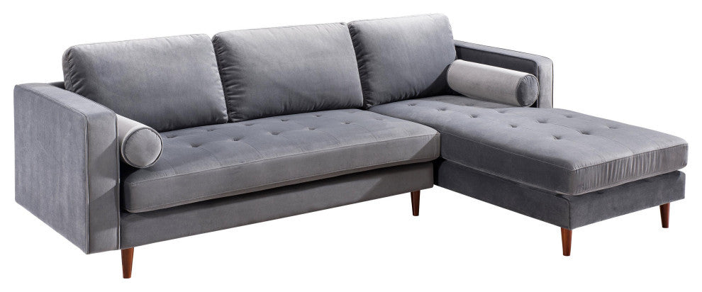 TOV Furniture Como Grey Velvet Sectional RAF