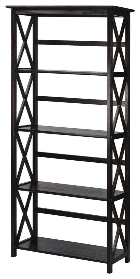 0Montego 5-Shelf Bookcase-Espresso