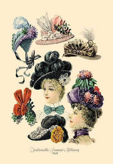 Fashionable Summer Millinery- Fine Art Giclee Print 24" x 36"