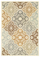 7' X 10' Ivory Grey Floral Medallion Indoor Outdoor Area Rug