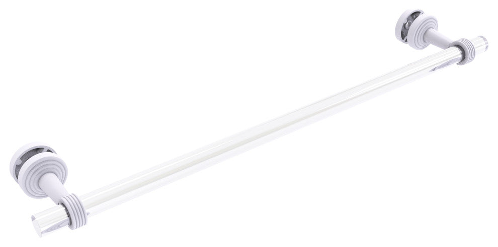 Pacific Beach 24" Shower Door Towel Bar with Groovy Accents, Matte White