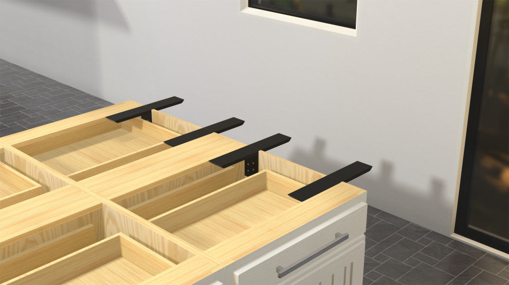 Black Countertop Support Bracket, T-Bracket, 38"