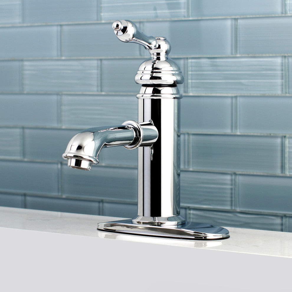 Single-Handle Bathroom Faucet, Brass Pop-Up, Polished Chrome