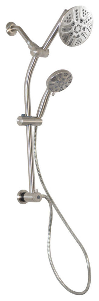 No-Drill Conversion Slide Bar Shower Head With Diverter, Satin Nickel