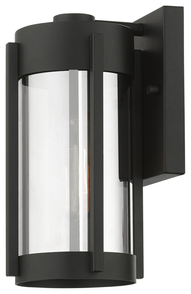 Livex Sheridan 1 Light Black/Brushed Nickel Candles Small Outdoor Wall Lantern