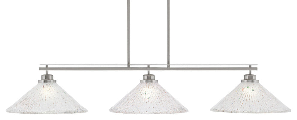 Odyssey 3-Light Island Light, Round Fitter, 16" Frosted Crystal Glass