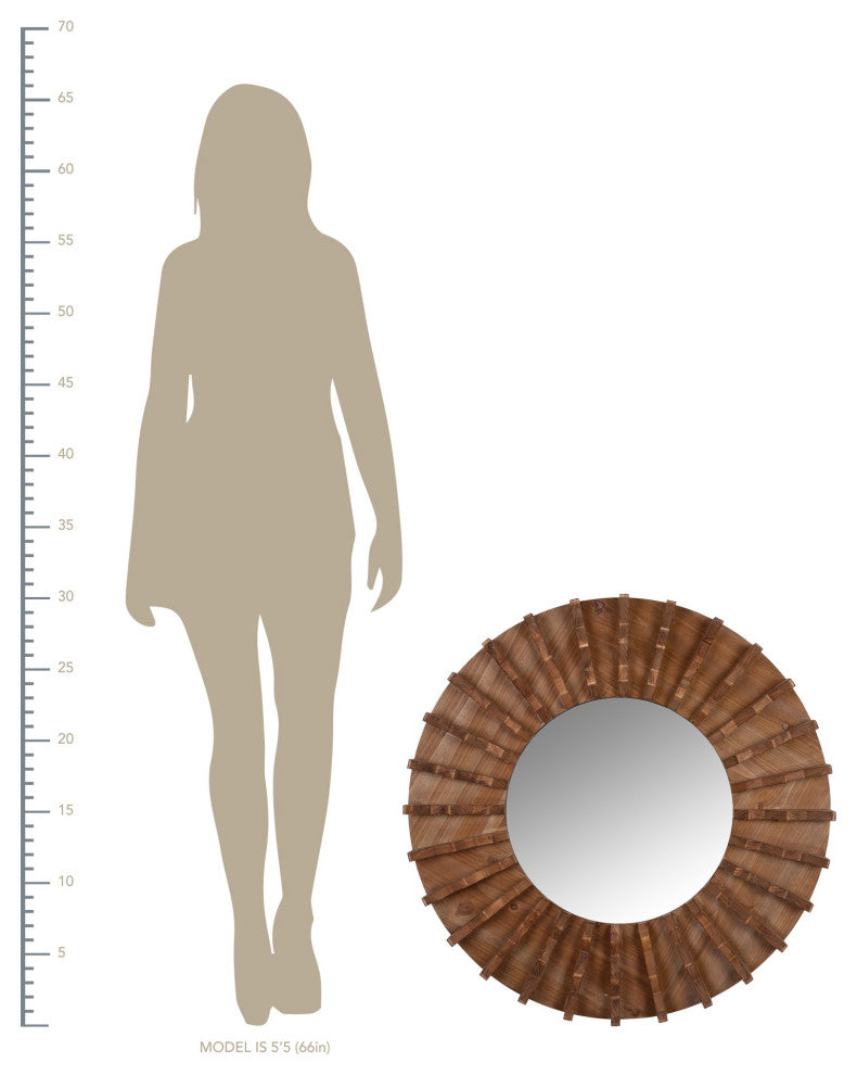 Tribal Wooden Round Wall Mirror