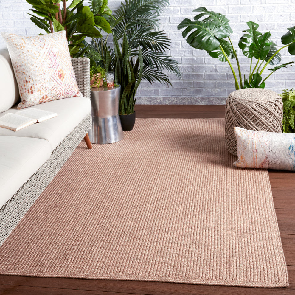 Jaipur Living Dumont Indoor/ Outdoor Solid Light Tan Area Rug 4'X6'