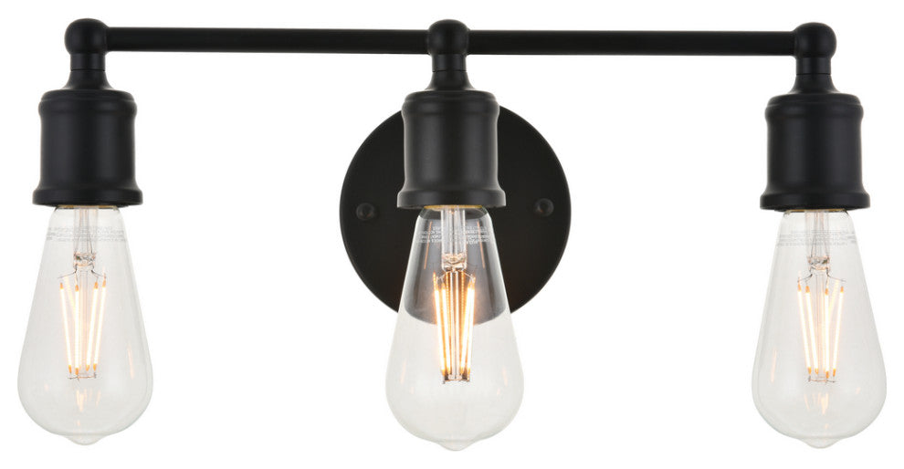 Serif 3 Light Wall Sconce in Black