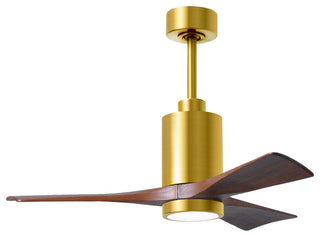 Patricia-3 3-Blade Ceiling Fan, LED Light Kit, Brushed Brass/Walnut Tone, 42