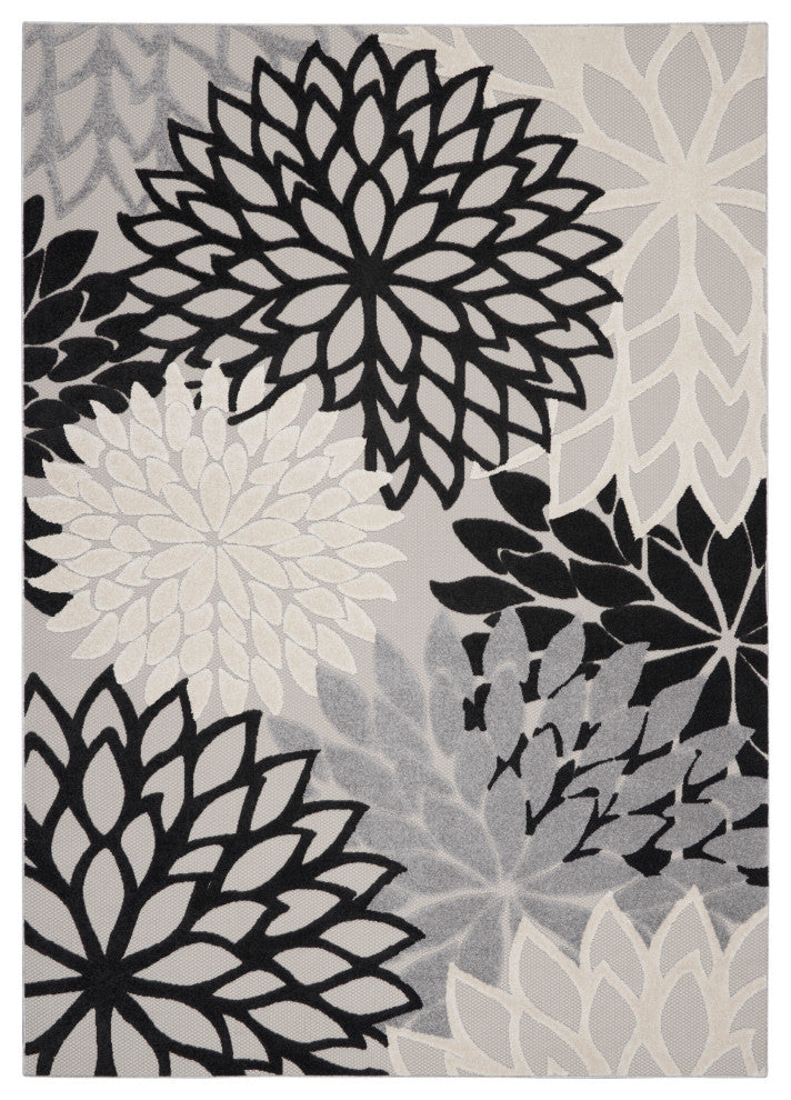 Nourison Aloha 9' x 12' Black White Tropical Area Rug