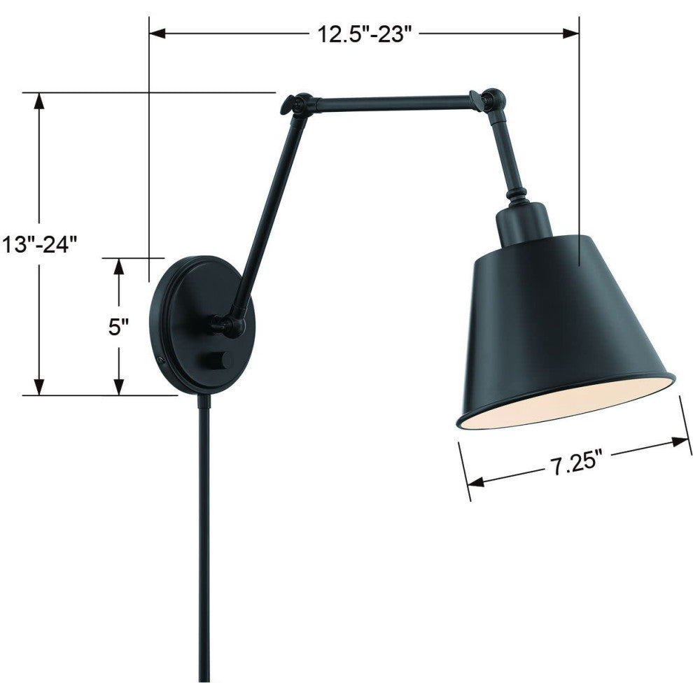 Crystorama Lighting Group MIT-A8021 Mitchell 31" Tall Wall Sconce - Matte Black