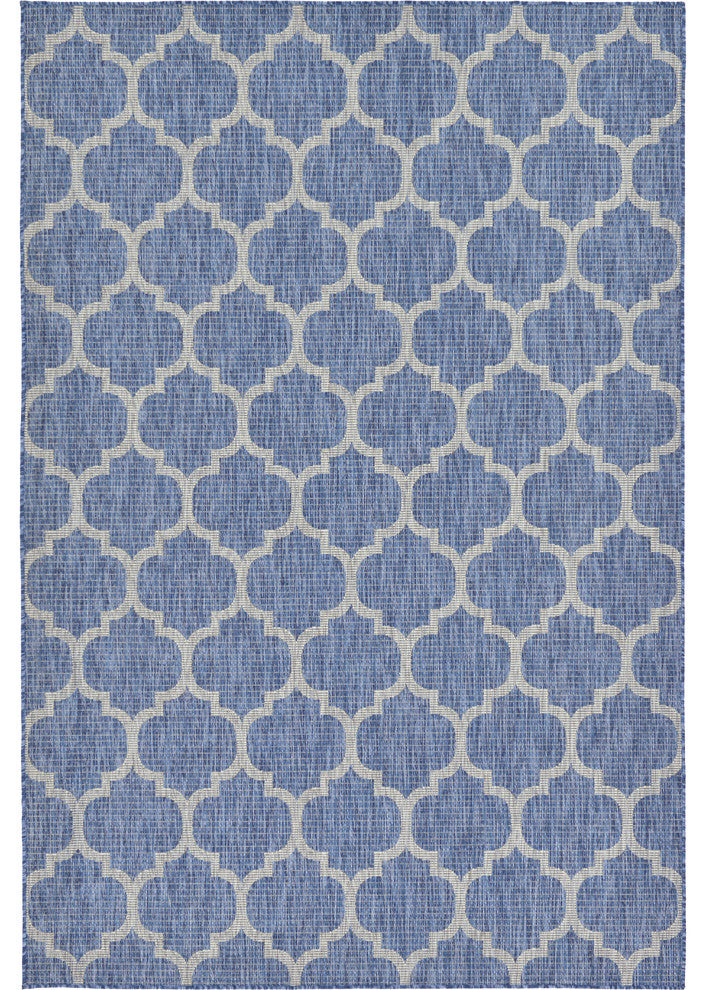 Unique Loom Blue Trellis Outdoor 6' 0 x 9' 0 Area Rug
