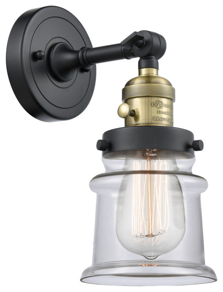 Small Canton 1-Light Sconce, Black Antique Brass, Clear