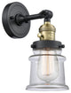 Small Canton 1-Light Sconce, Black Antique Brass, Clear