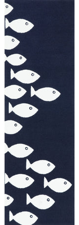 Nuloom Novelty Outdoor Hand Hooked Area Rug Fish Outdoor, Navy 2'6"x6'