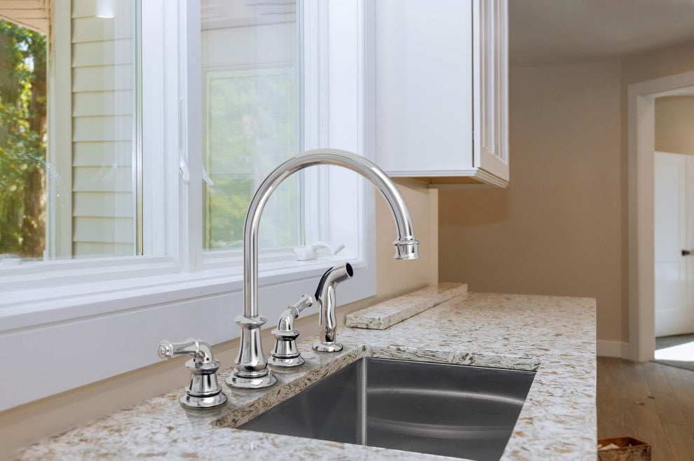 Del Mar Two Handle Kitchen Widespread Faucet, Oil Rubbed Bronze