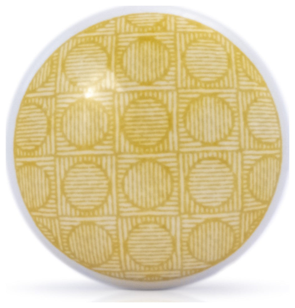 Mascot Hardware Circle Checkered Yellow Drawer Cabinet Knob - Pack of 10