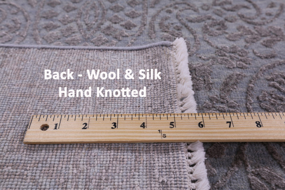 Wool and Silk Hand Knotted Modern Rug 8' 9" X 12' 2" Q9452