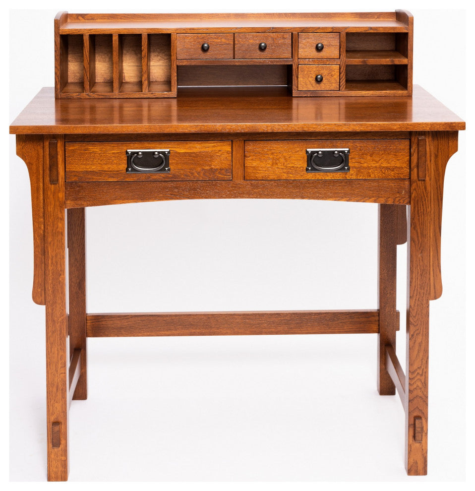 Mission Quarter Sawn Oak Desk With 2 Drawers and Storage