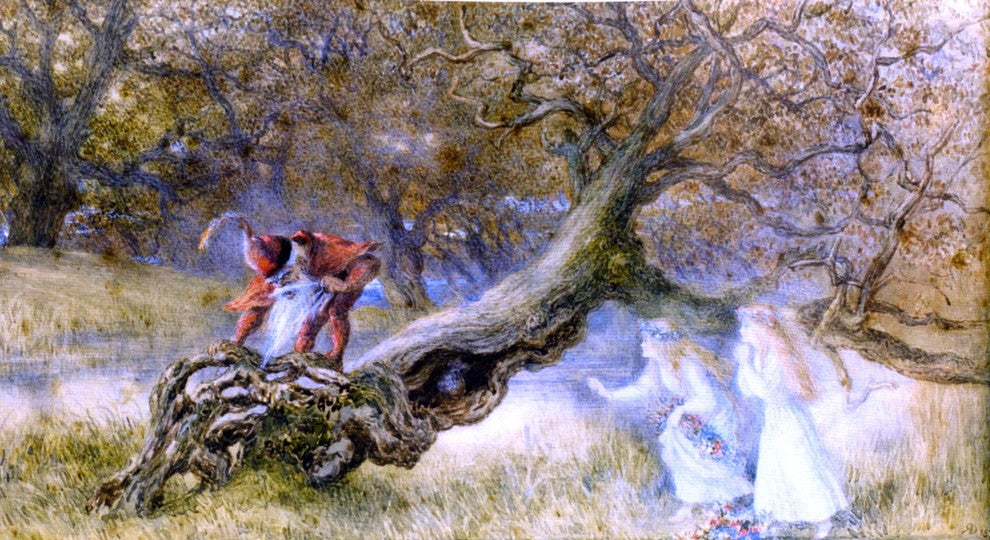 Richard Doyle Snow White and Rose Red, 15"x30" Wall Decal Print