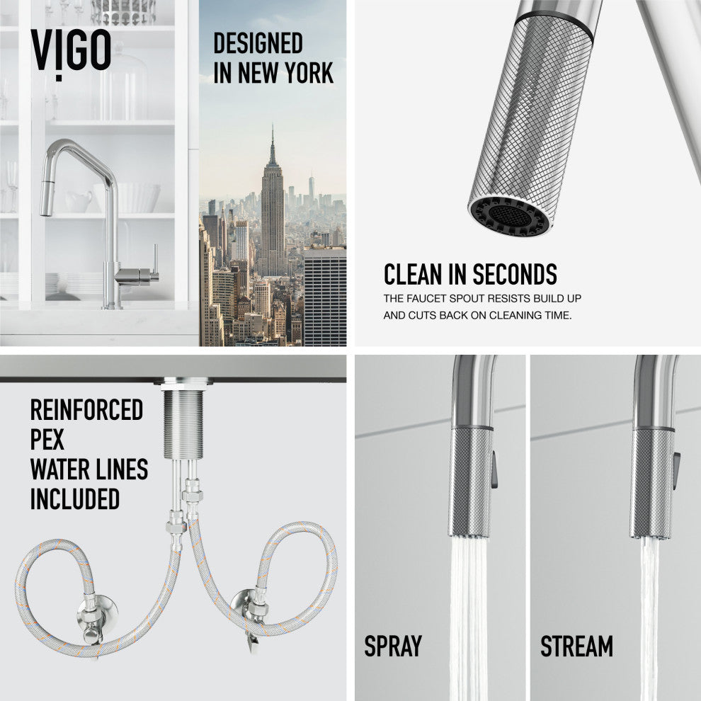 VIGO Utopia 14" H Single Handle Pull-Down Sprayer Kitchen Bar Faucet, Chrome