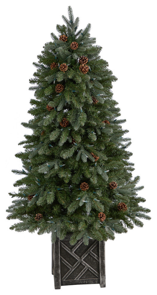 5' Colorado Fir Flocked Dusted Artificial Christmas Tree With 300 LED Lights