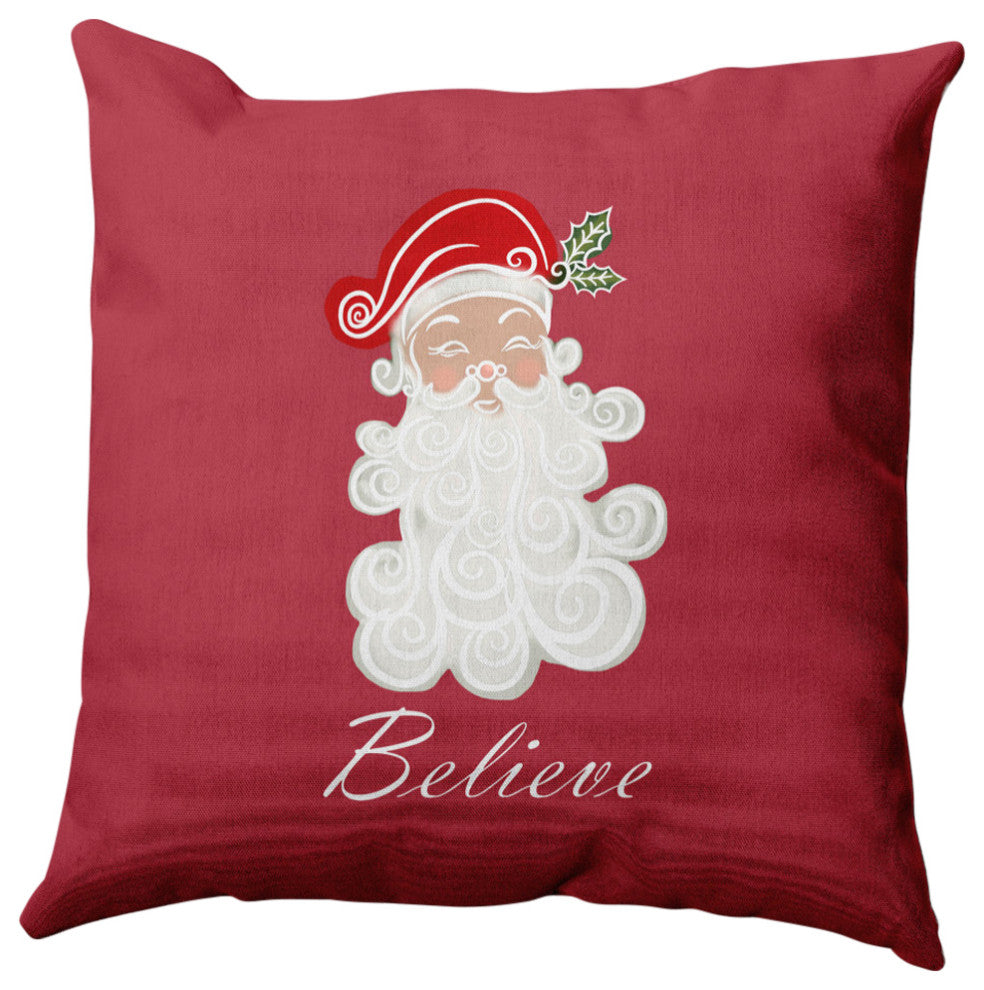 Believe in Santa Decorative Throw Pillow, Muted Red, 18"x18"