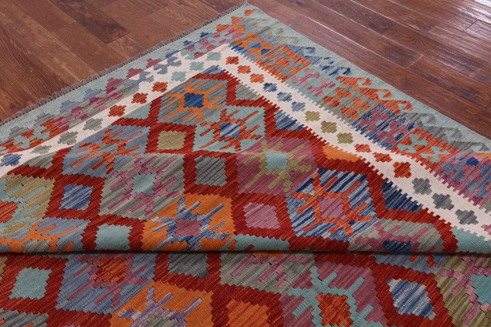 Wool On Wool Flat Weave Kilim Reversible Rug 8' 10" X 9' 6" - Q12542