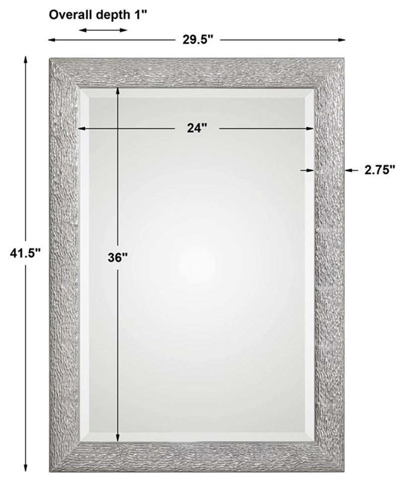 Uttermost Mossley MDF and Glass Decorative Mirror in Silver/Light Gray