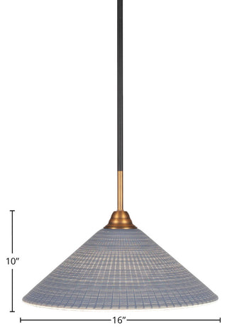Paramount 1-Light Mini Pendant, Matte Black & Brass, 16" Gray Matrix Glass
