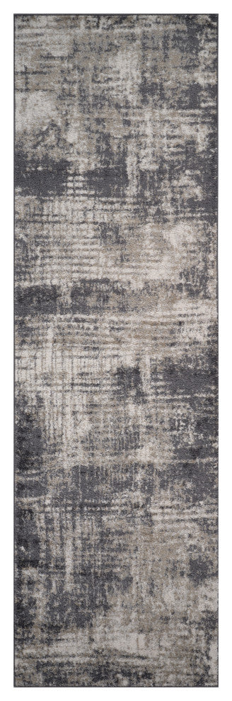 Clifton Abstract Gray Power-Loom Area Rug 6'7" x 9'
