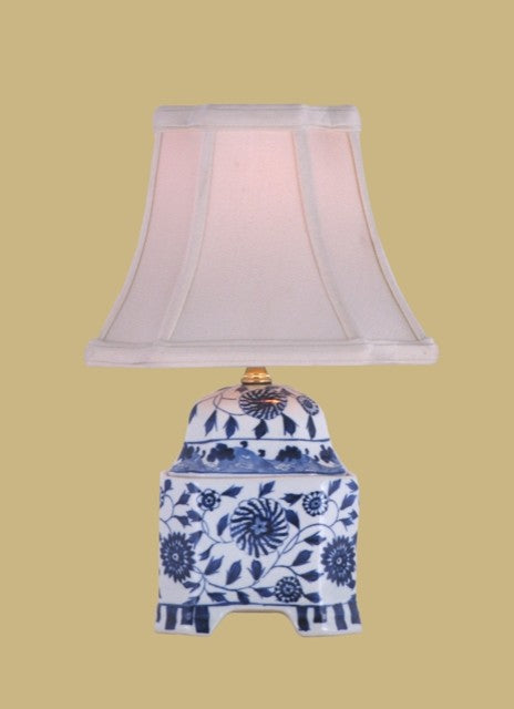 Trellis Flowers Porcelain Table Lamp, Blue and White