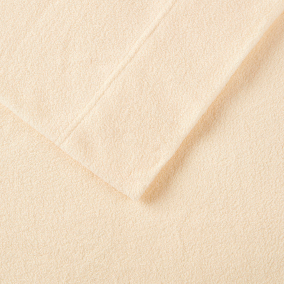 True North by Sleep Philosophy Knitted Micro Fleece Solid Sheet Set, Ivory, Quee